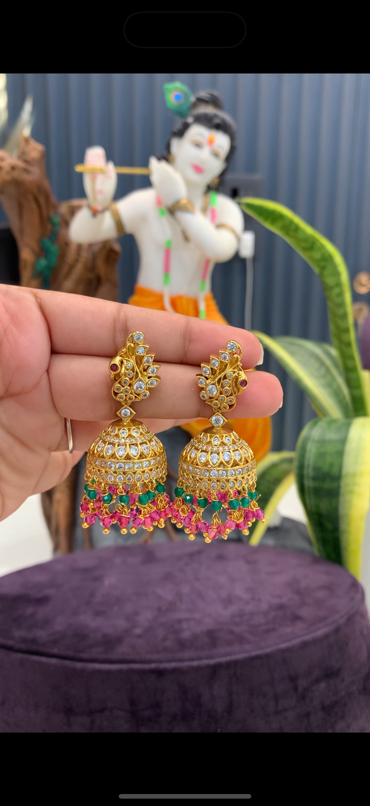 Beautiful peacock design beads jumkis with pushback