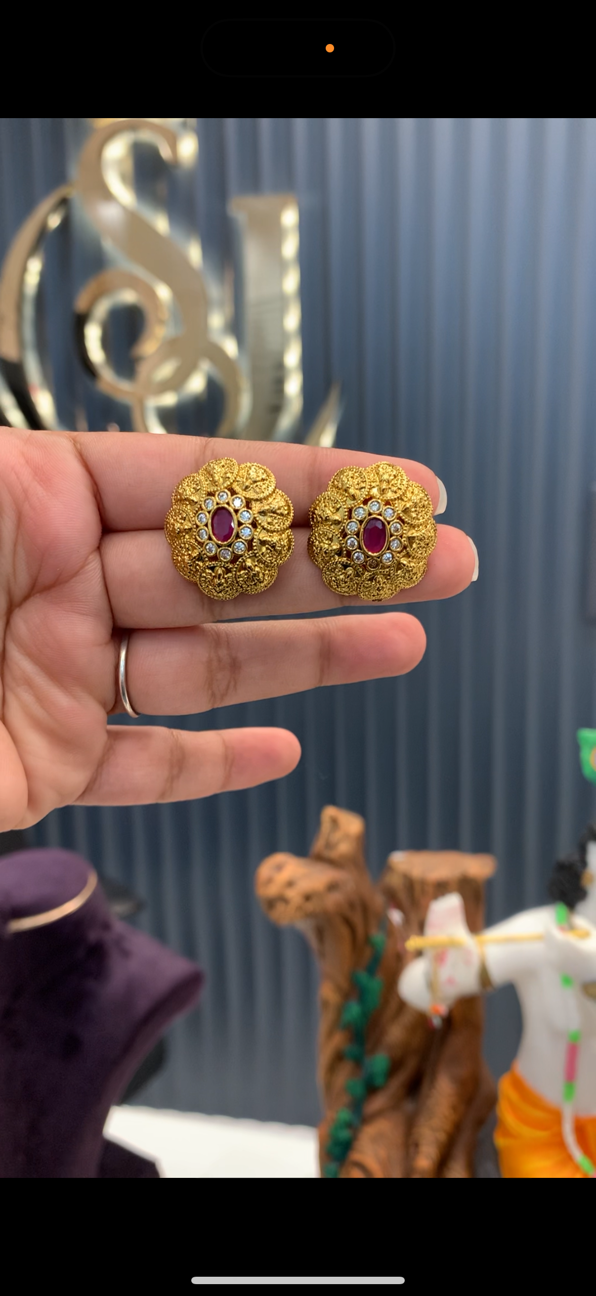 Beautiful ruby stone Kasula studs with pushback
