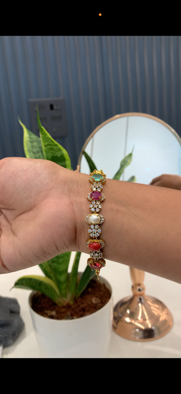 Beautiful Navarathna stone bracelet with adjustable rings