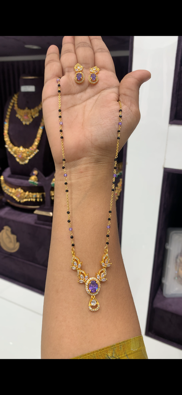Beautiful purple colour pendant set with handmaking blackbeads chain 18 inchs long