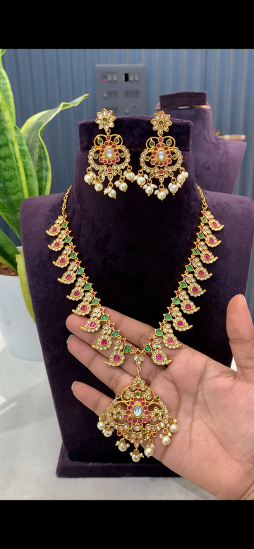 Beautiful mango necklace 2 in 1 model with pushback earrings