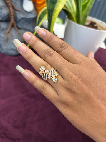 Beautiful white stones rose gold finger ring