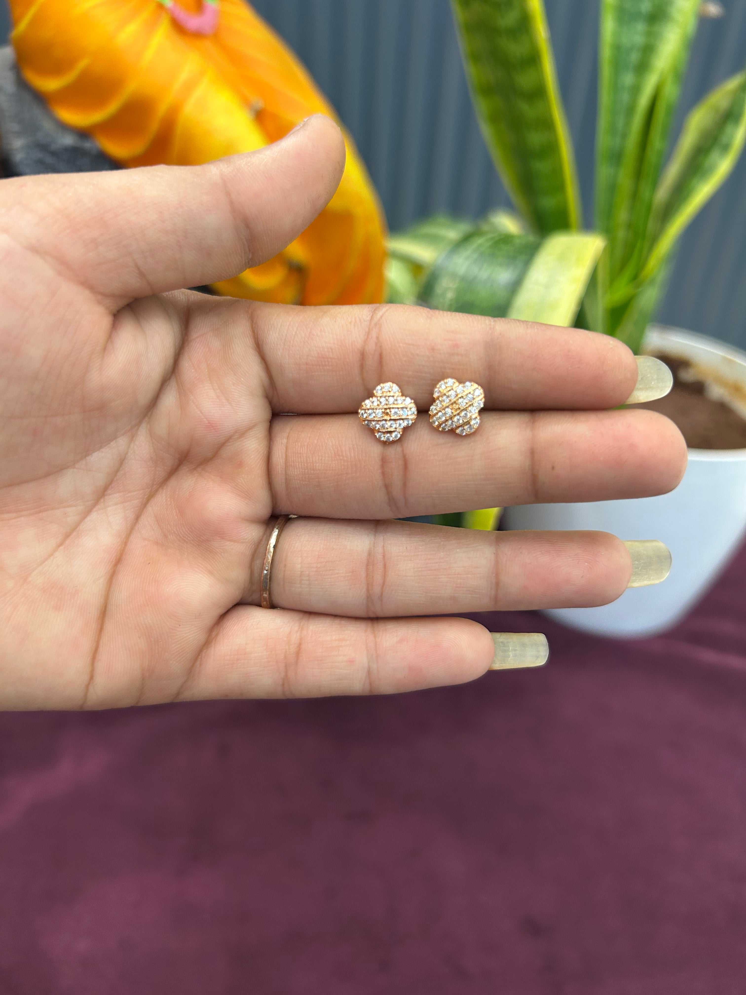 Beautiful rose gold studs with pushback