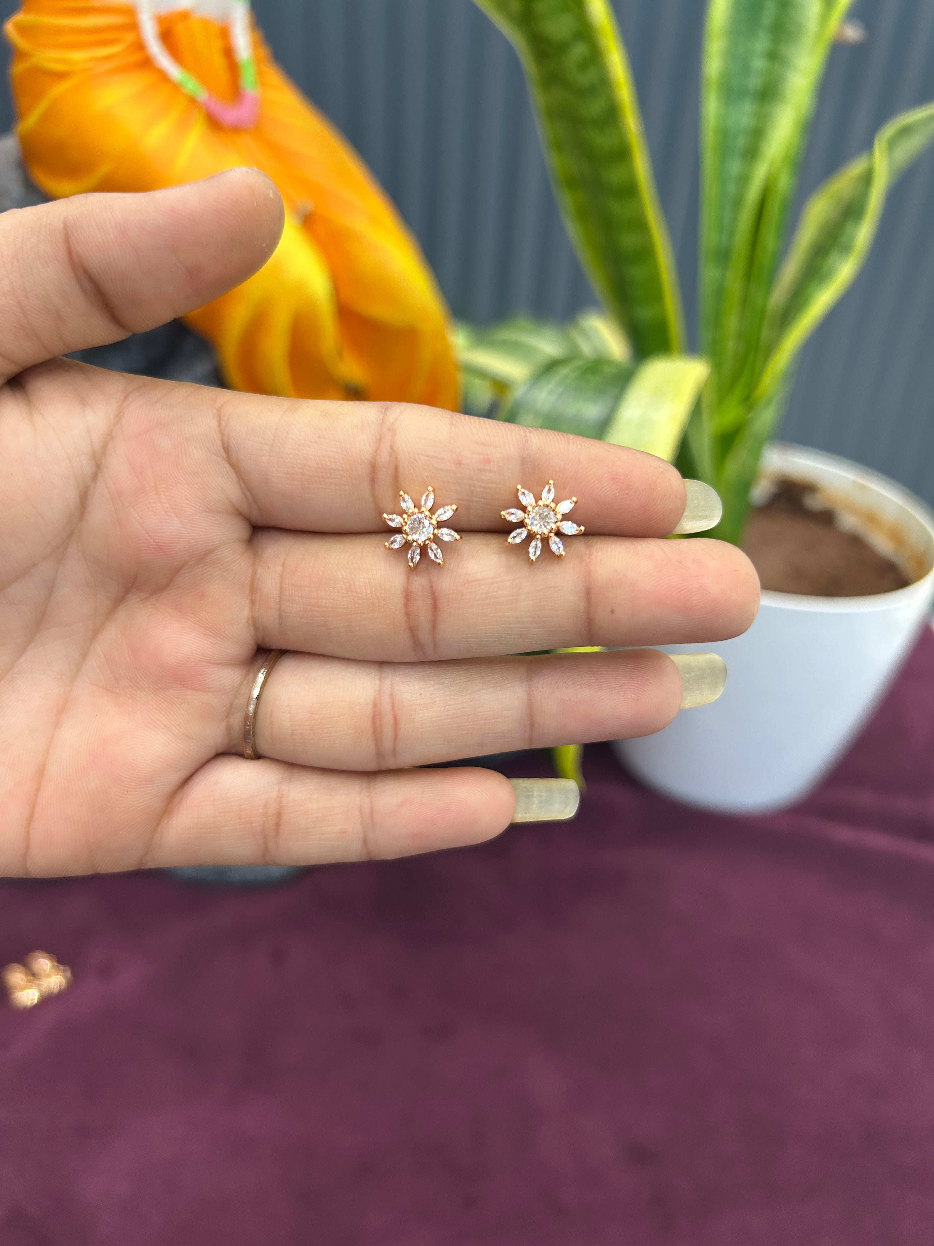 Beautiful rose gold studs with pushback