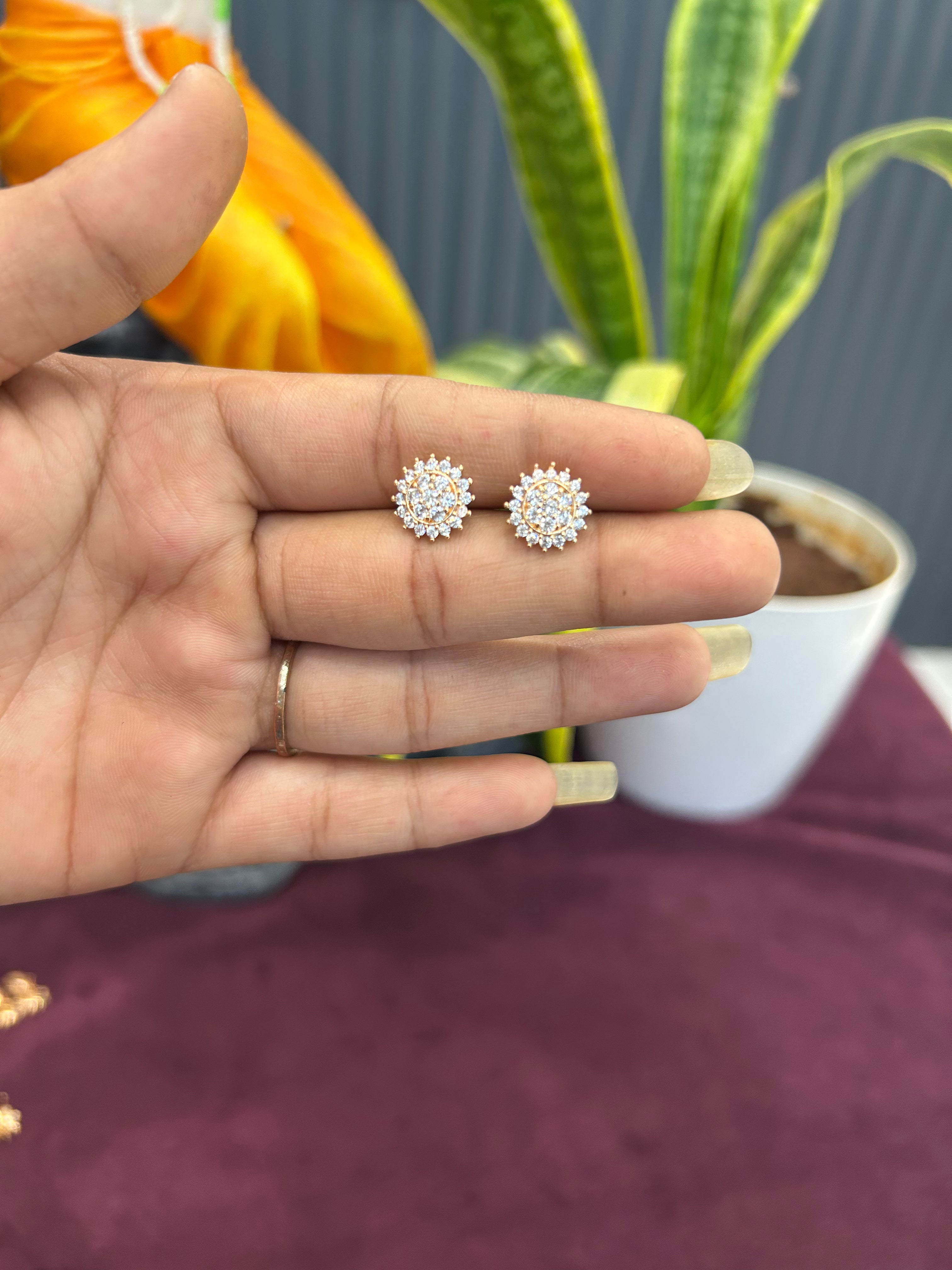 Beautiful rose gold studs with pushback