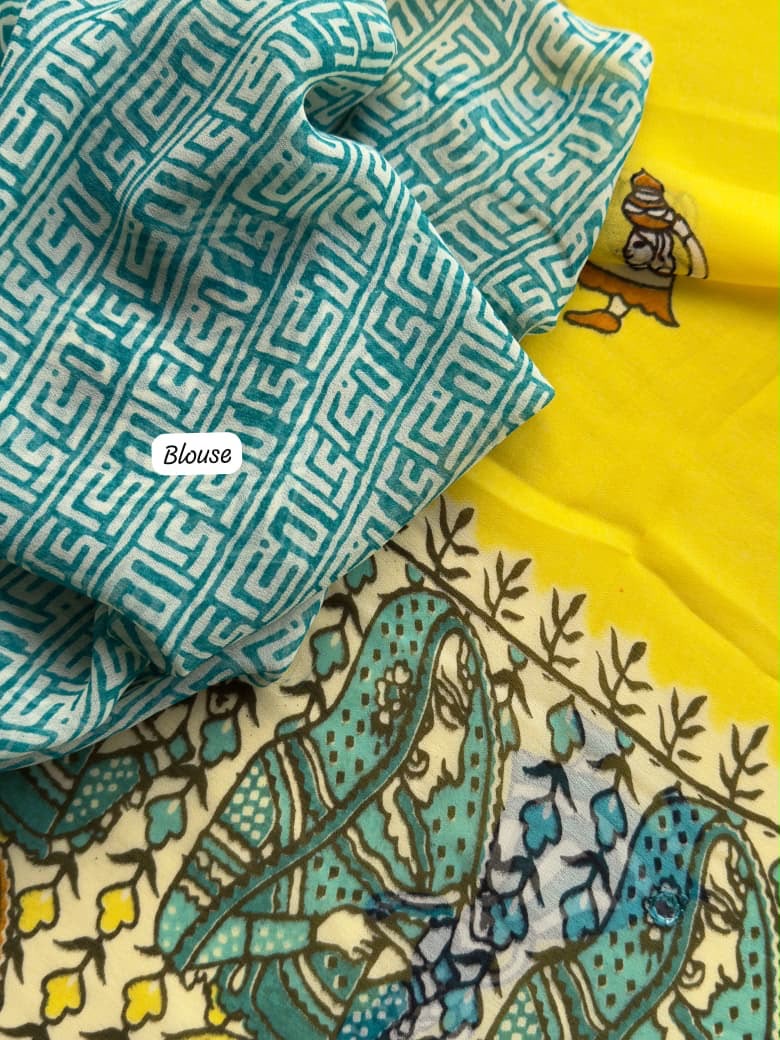Beautiful Traditional kalamkari printed saree