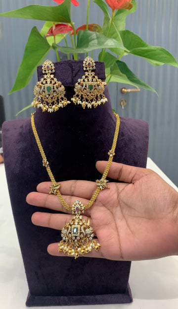 Beautiful nanpatti model necklace with pushback earrings