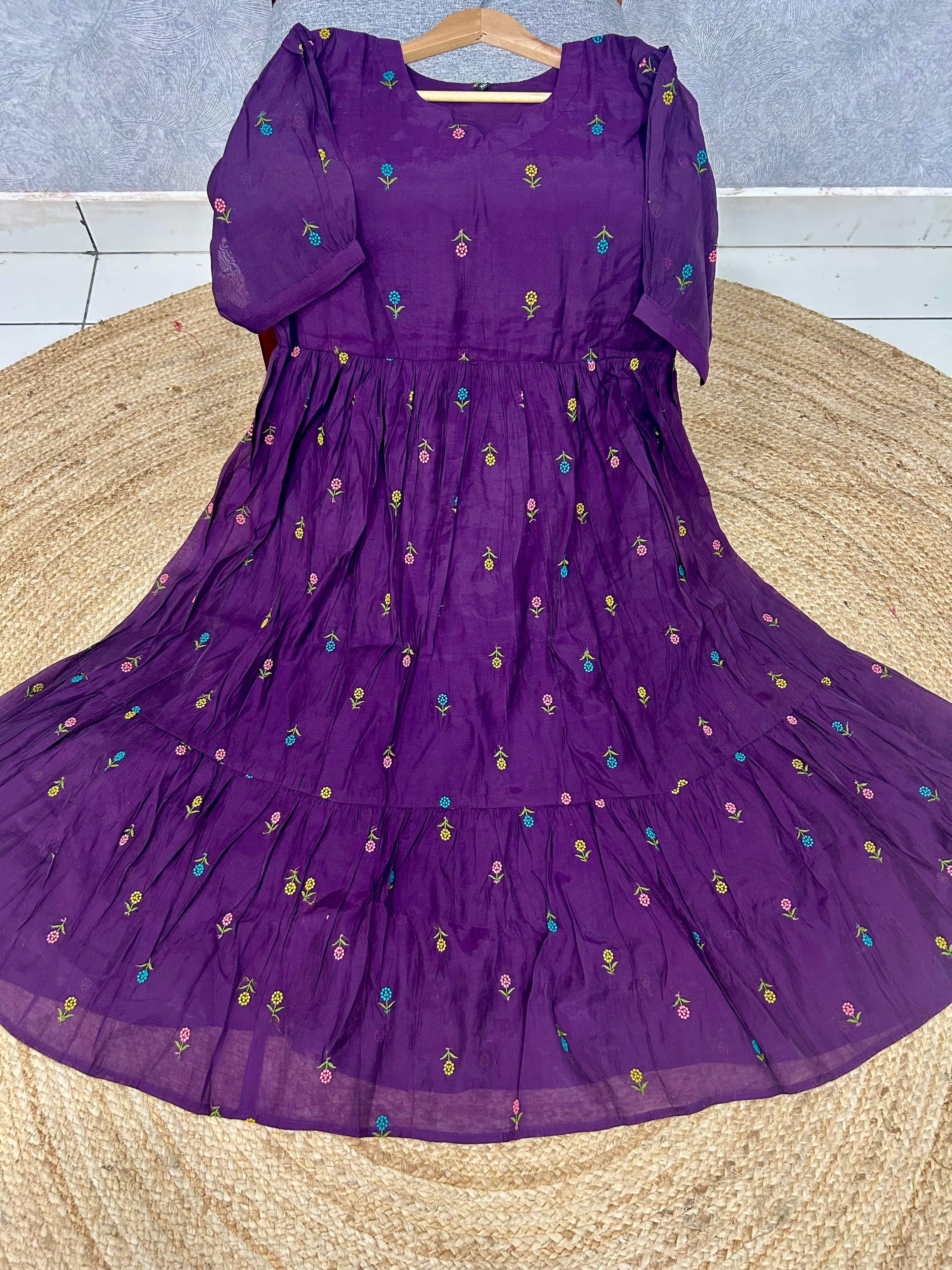 Beautiful Mul chenderi A-line frock
