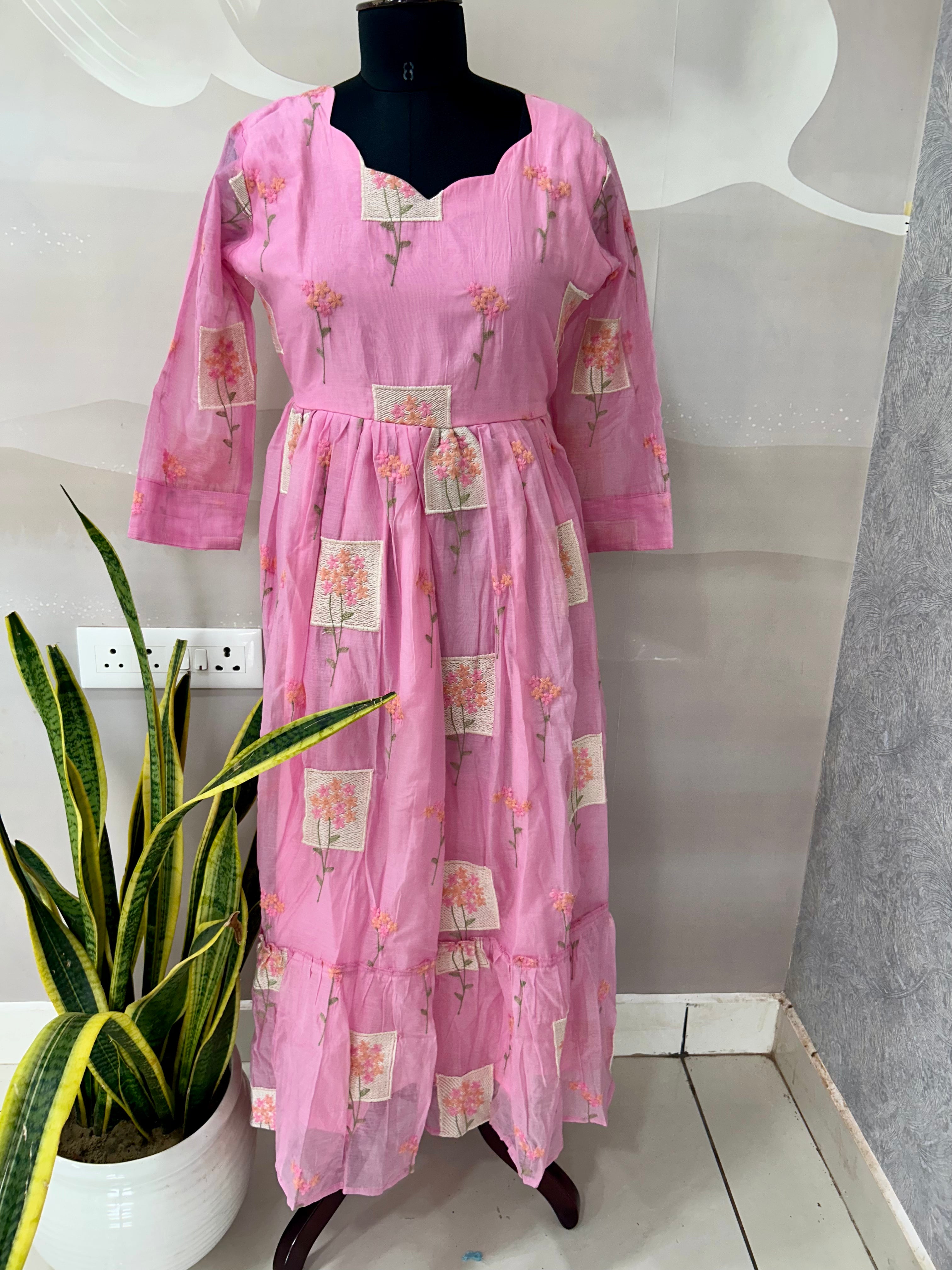 Mul chenderi A-line frock