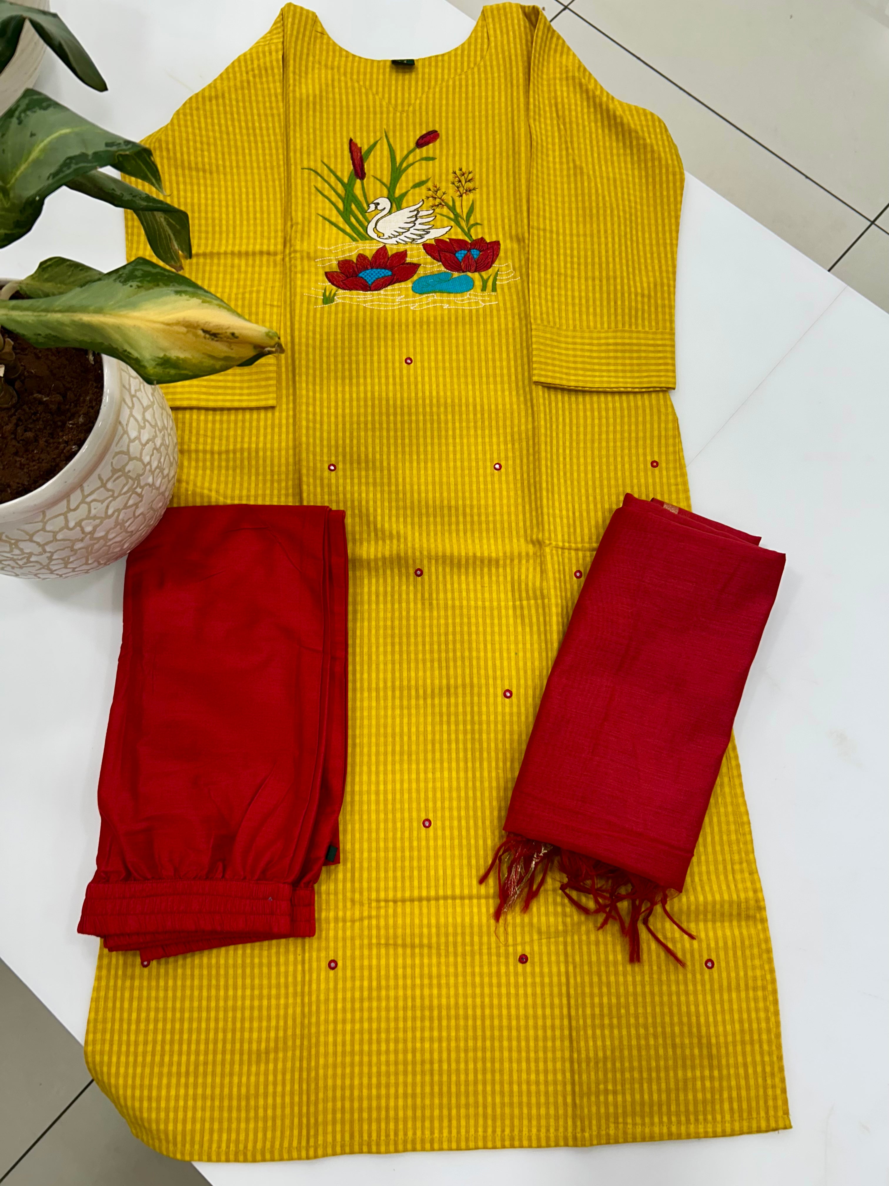 Cotton straight cut 3-piece set