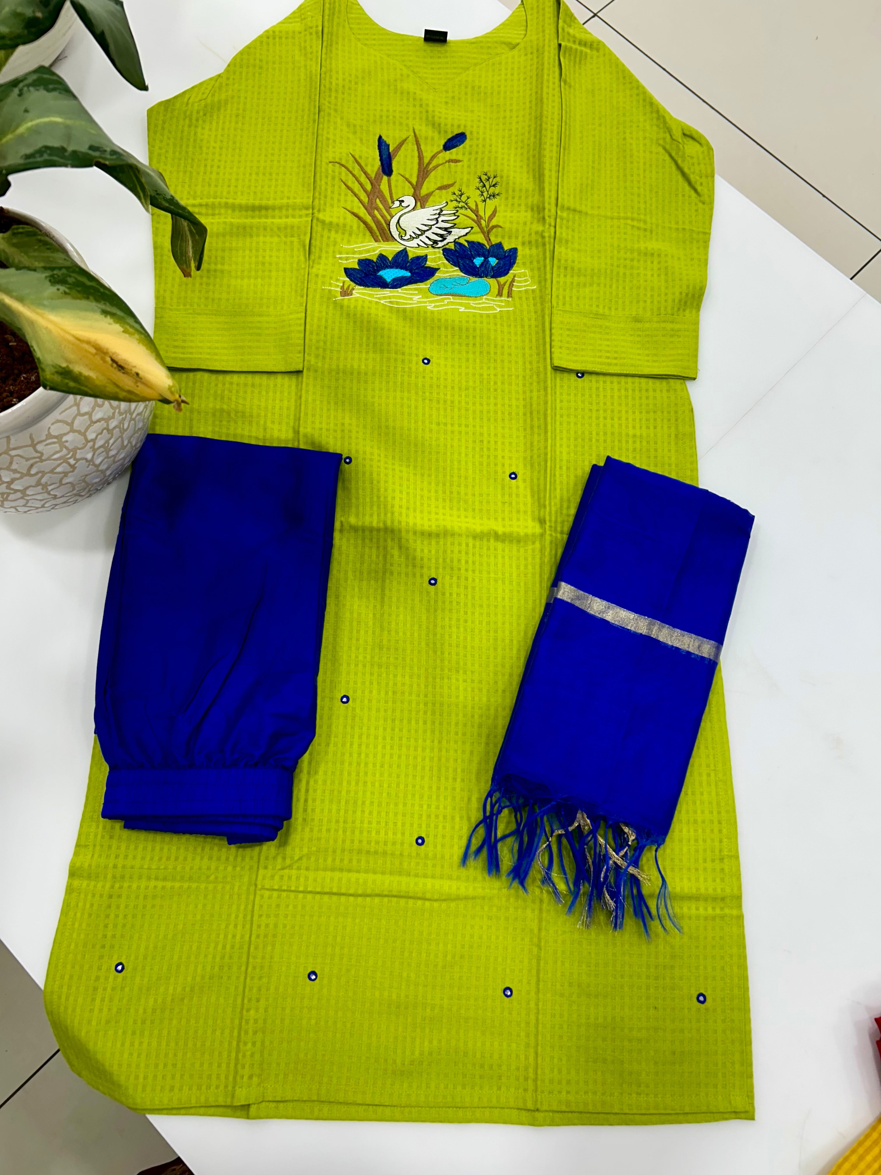 Cotton straight cut 3-piece set