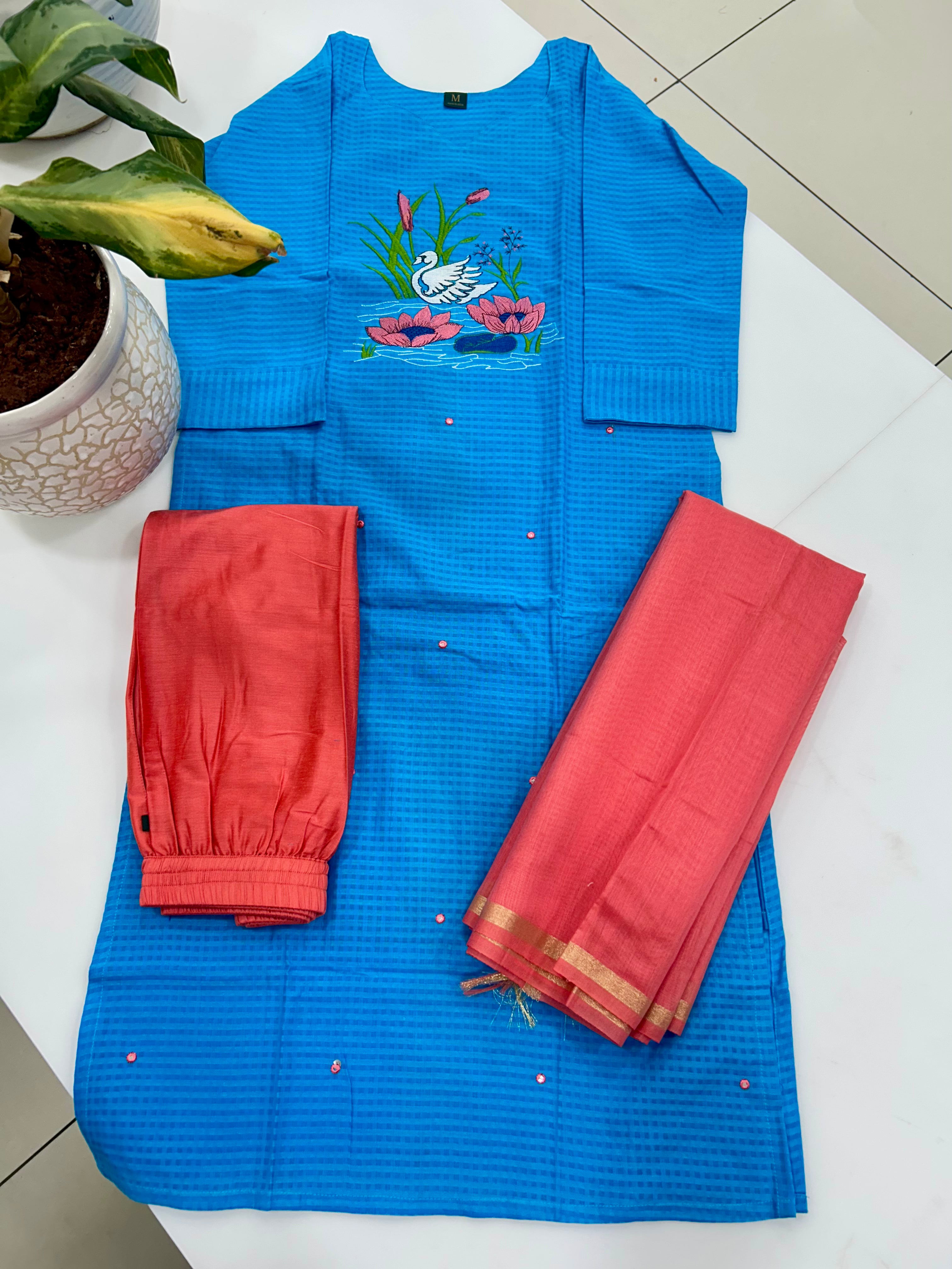Cotton straight cut 3-piece set