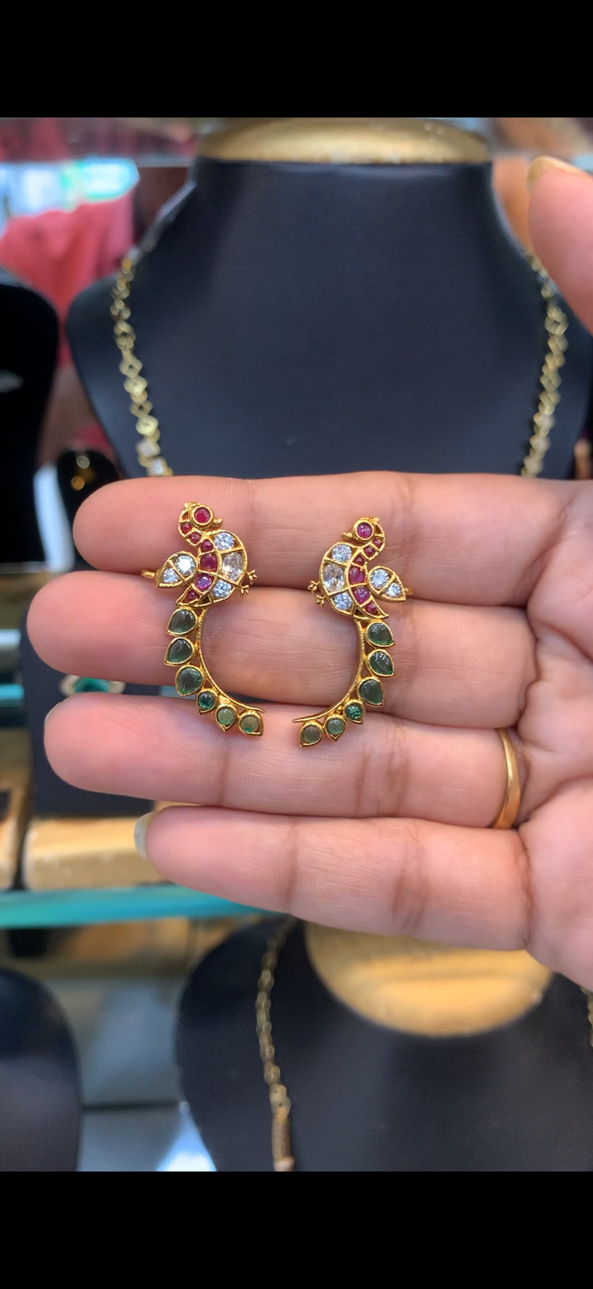 Beautiful peacock design Earcuffs