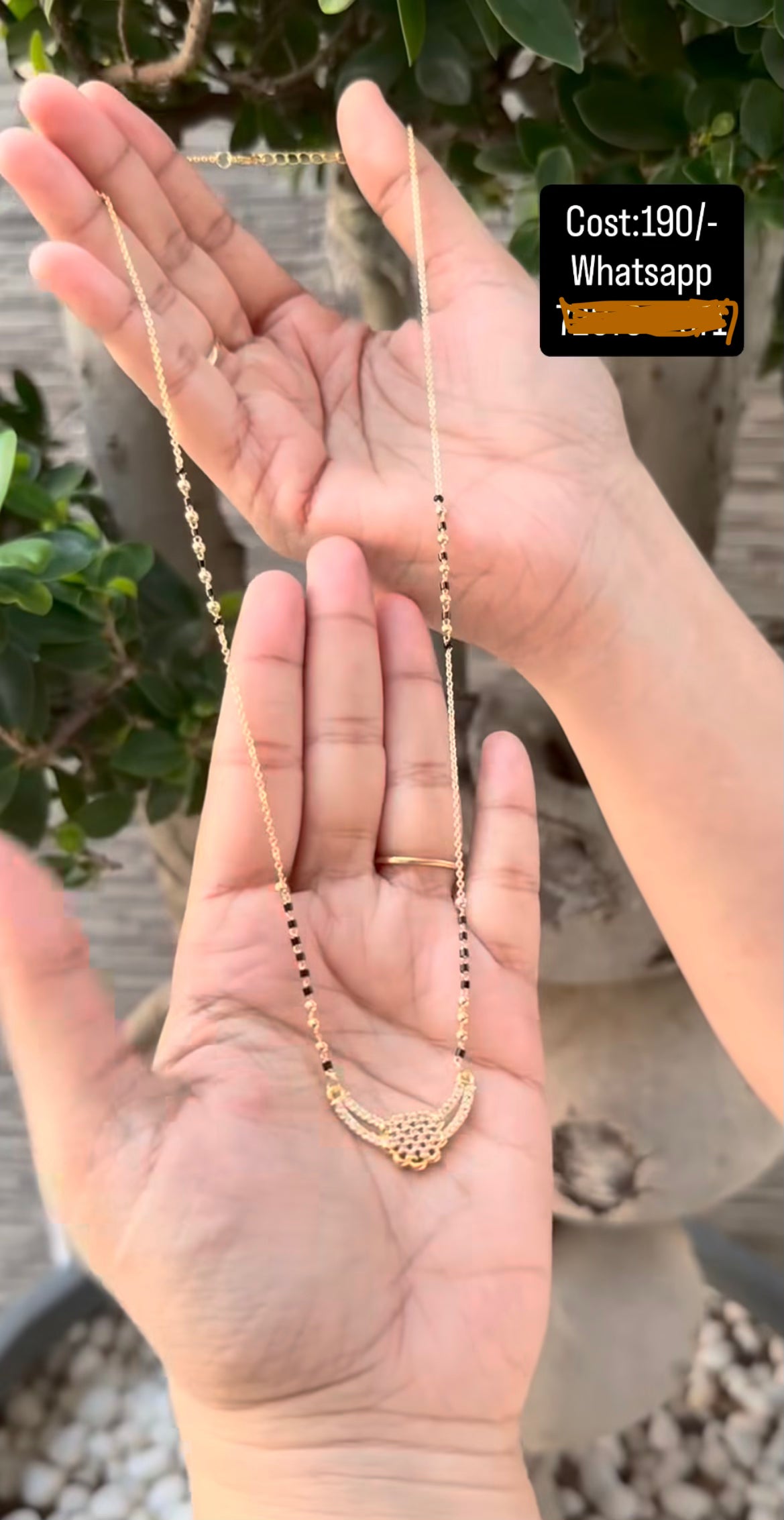 Beautiful handmaking Blackbeads & Chandraharam chain 18 inchs long