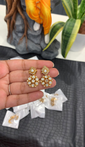Beautiful uncut stone earrings with pushback