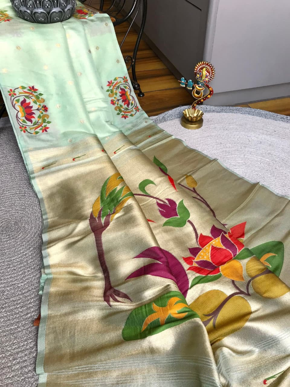 Tissue shimmer silk paithani saree