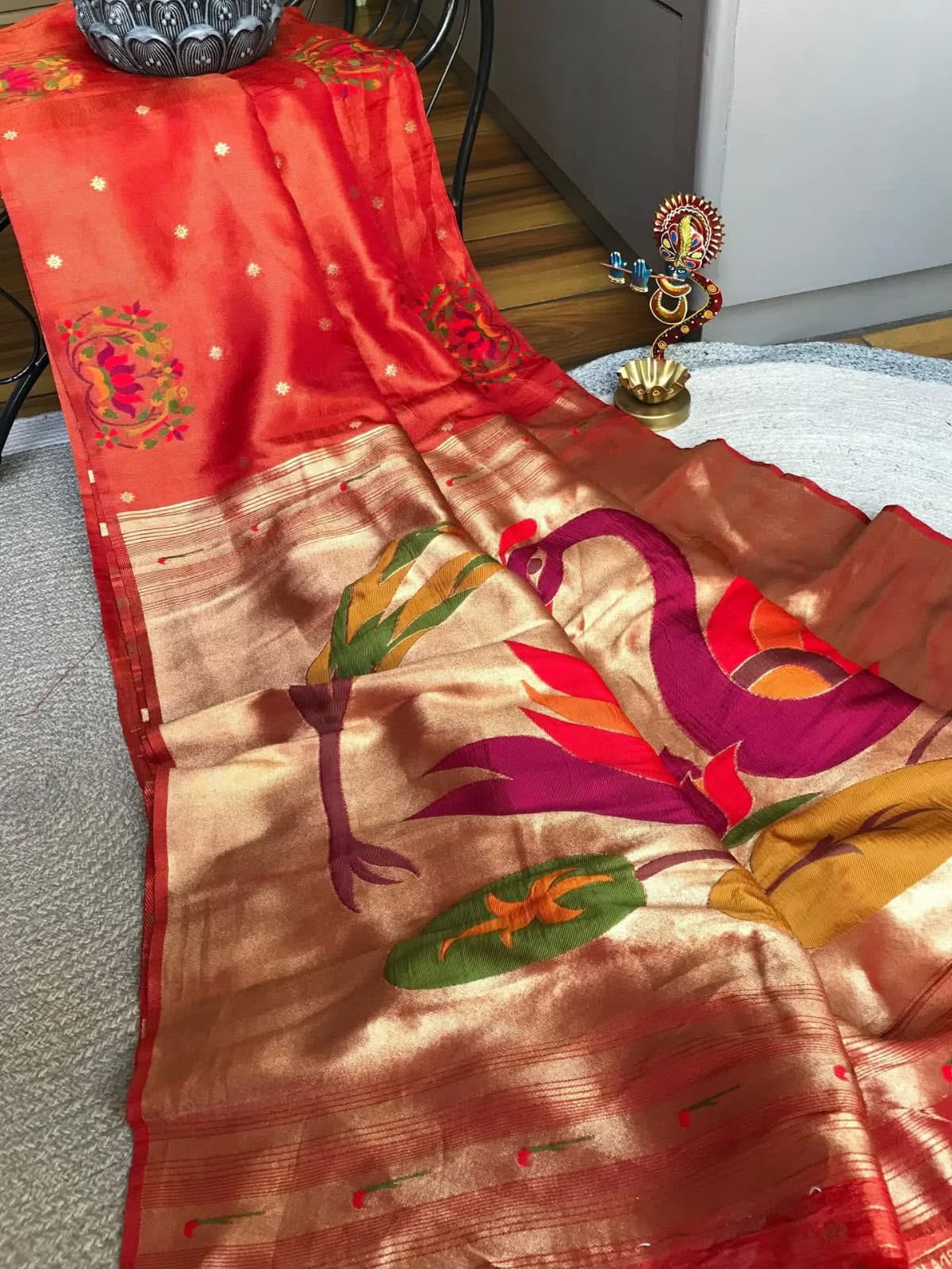 Tissue shimmer silk paithani saree
