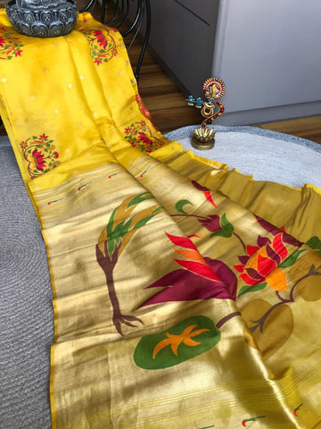 Tissue shimmer silk paithani saree