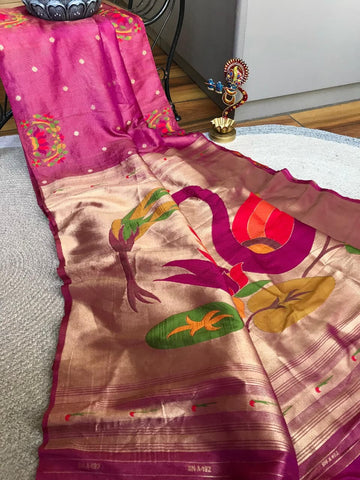 Tissue shimmer silk paithani saree
