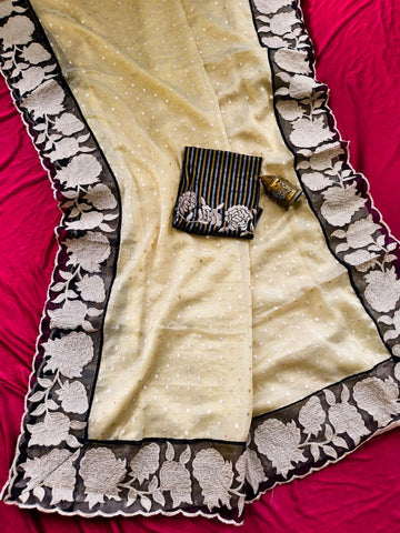 Soft zari tissue saree