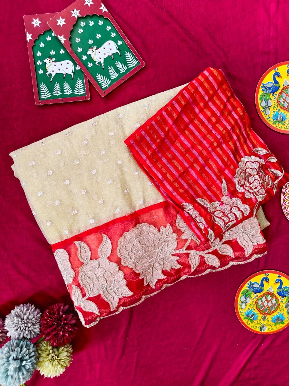 Soft zari tissue saree
