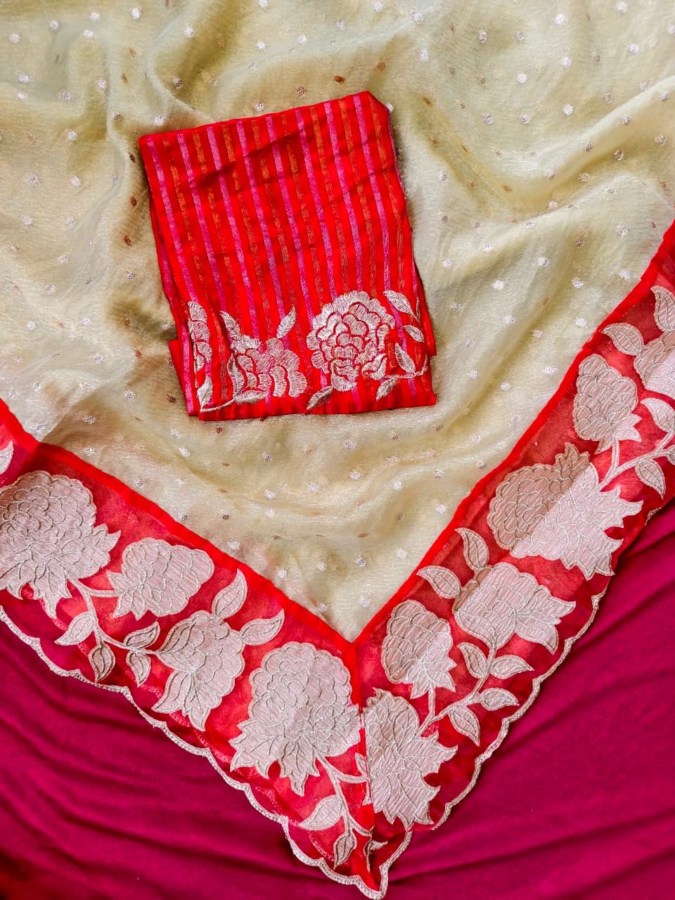 Soft zari tissue saree