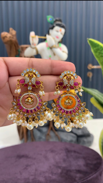 Beautiful pota stone pushback hangings with pearls finishing