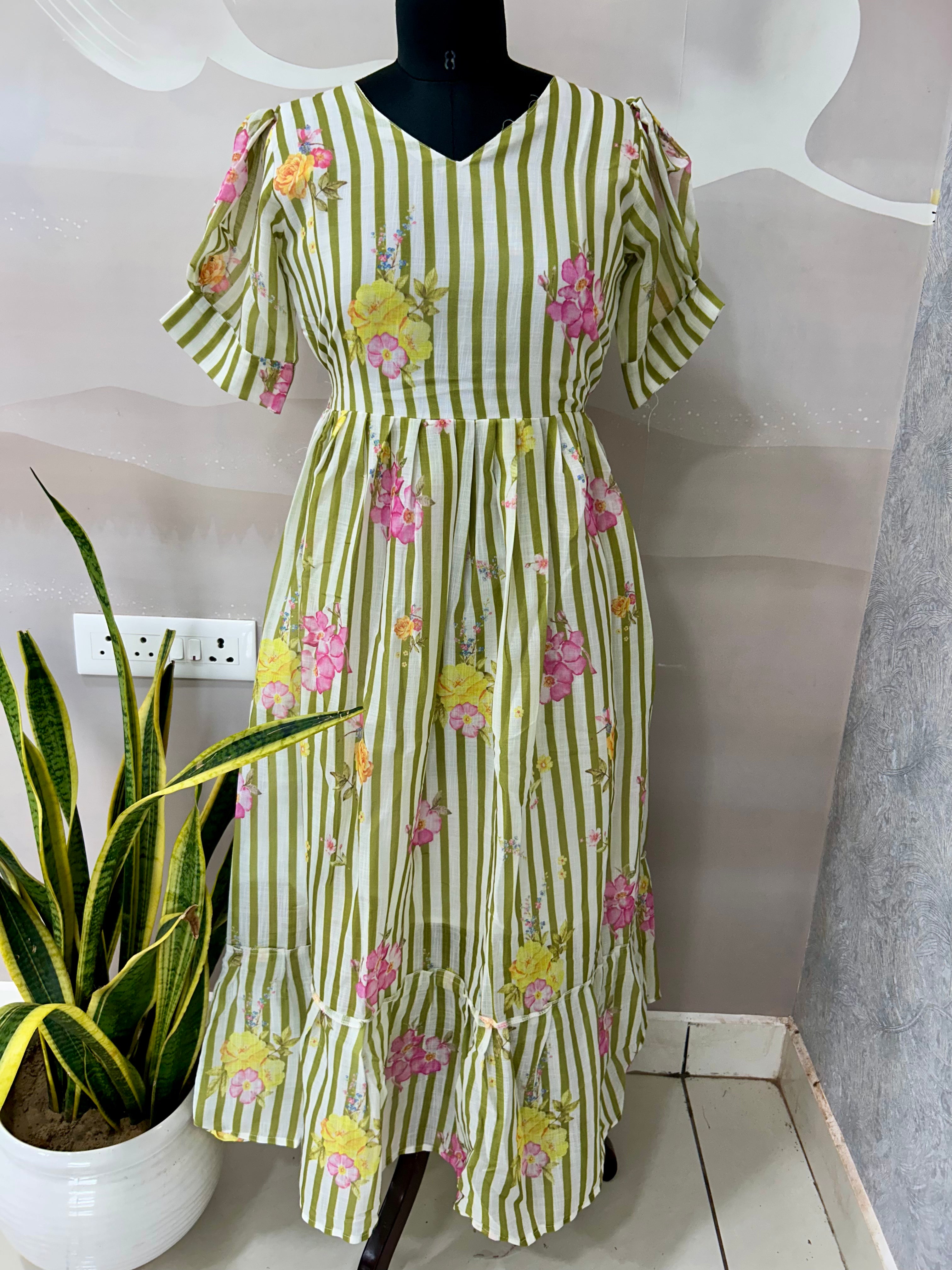 Beautiful lenin cotton frock
