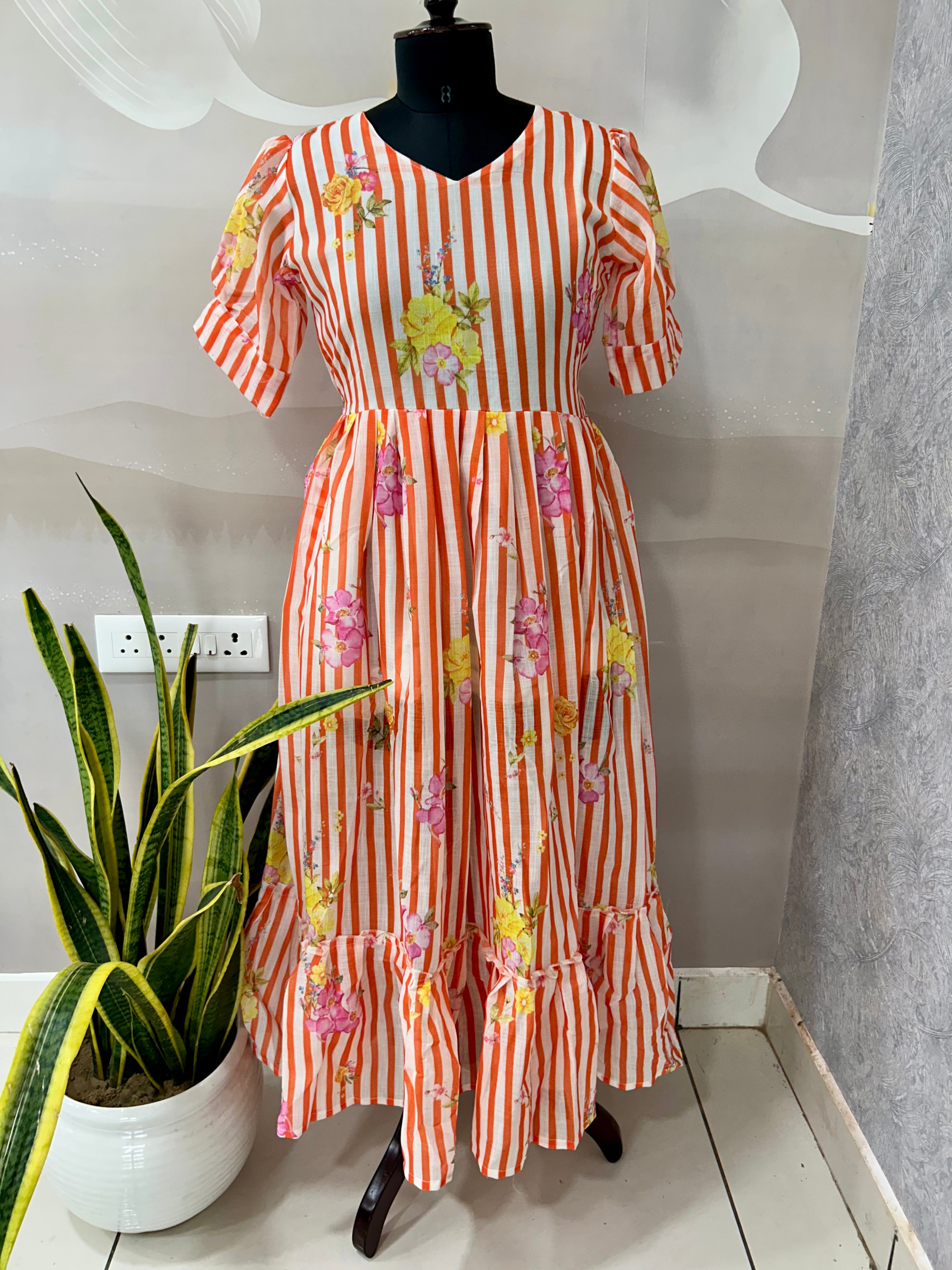 Beautiful lenin cotton frock