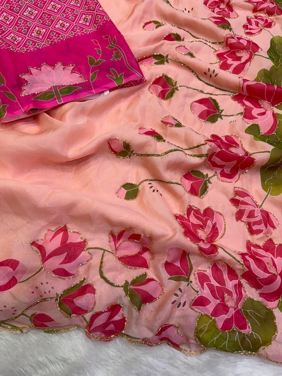 Soft tebby silk floral print saree