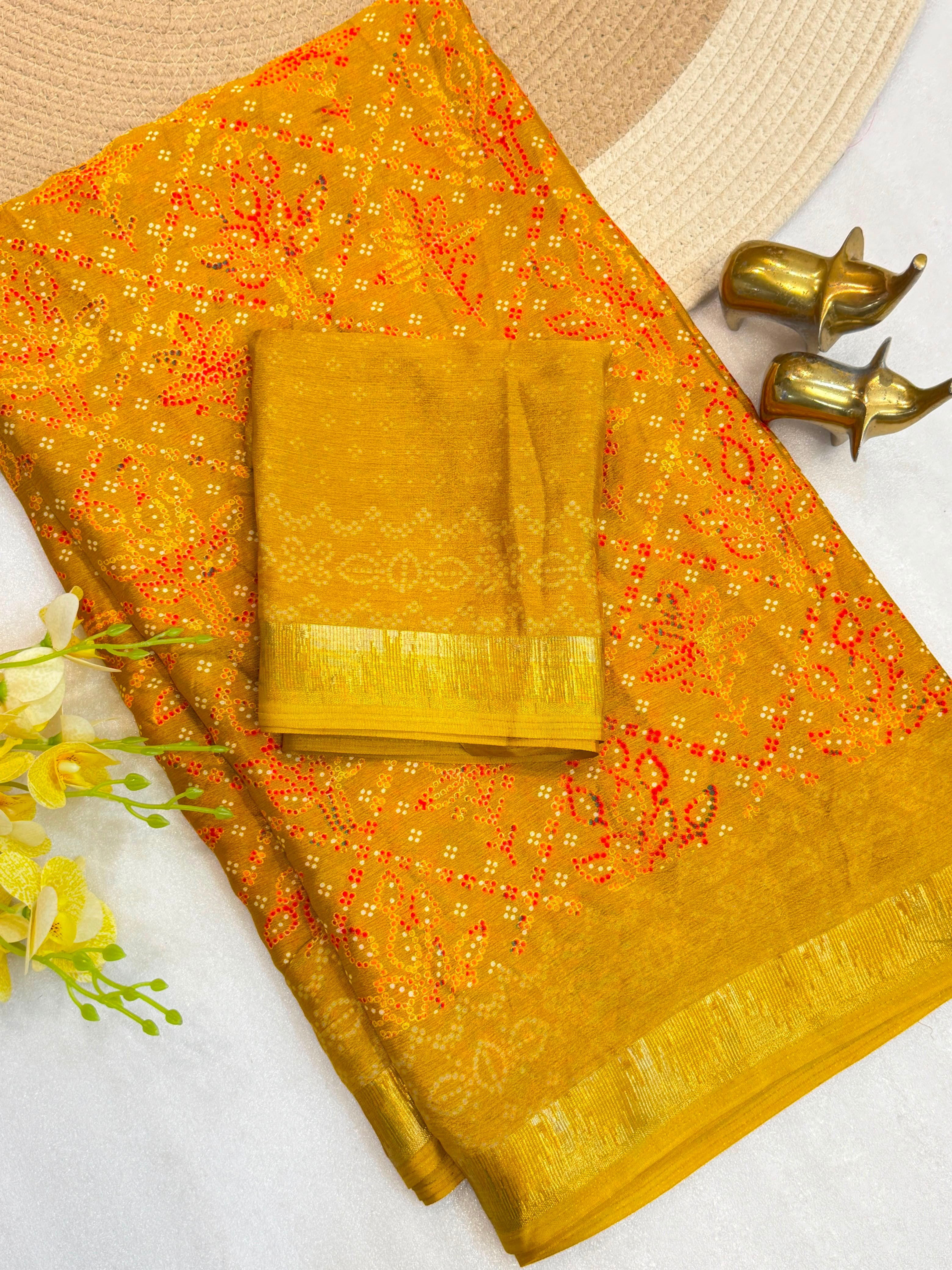 Beautiful heavy chinon silk saree