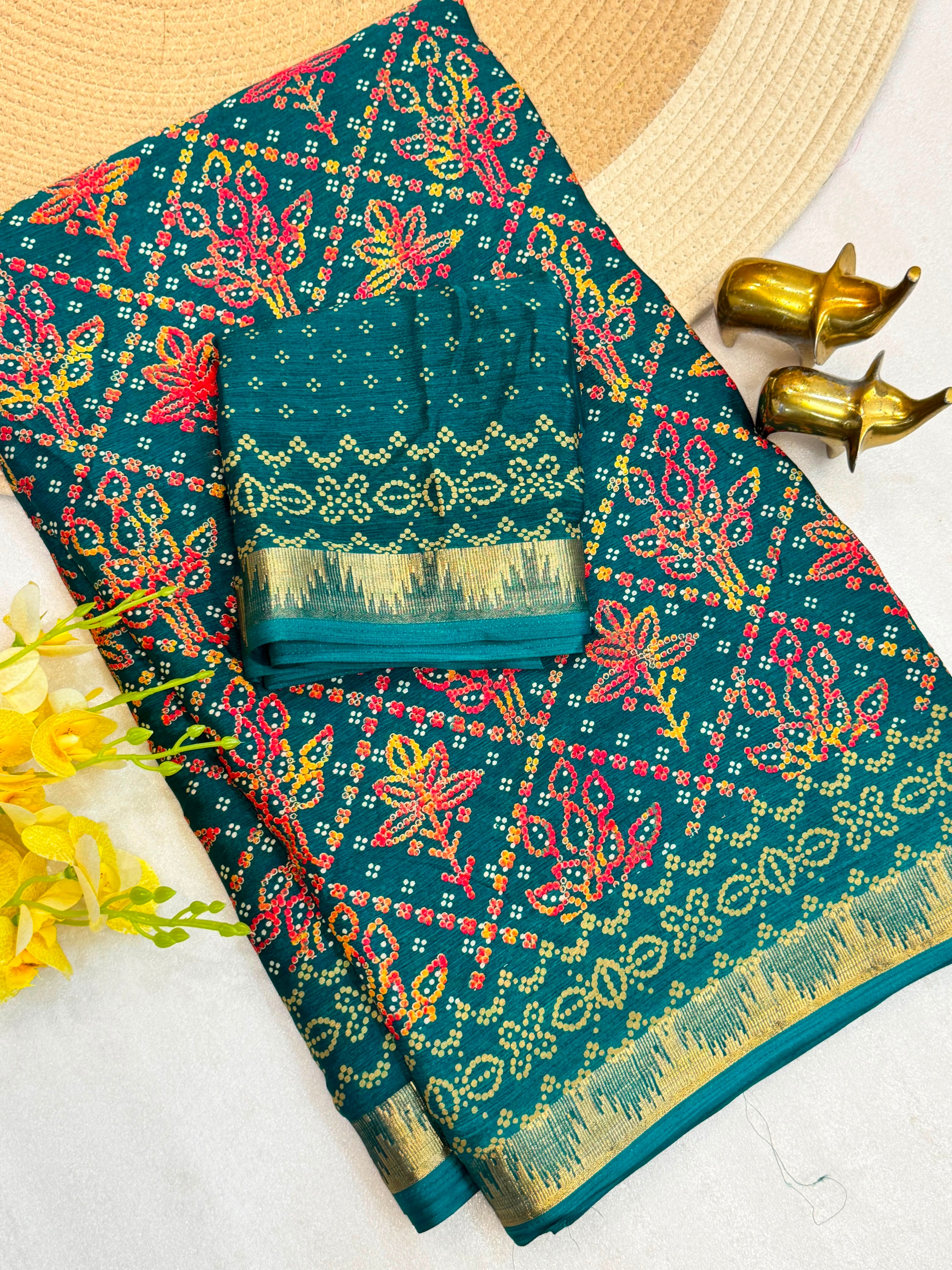 Beautiful heavy chinon silk saree
