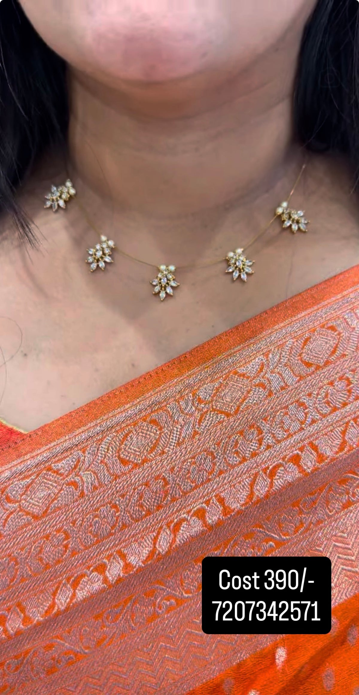 Beautiful invisible chain with  white stone locket