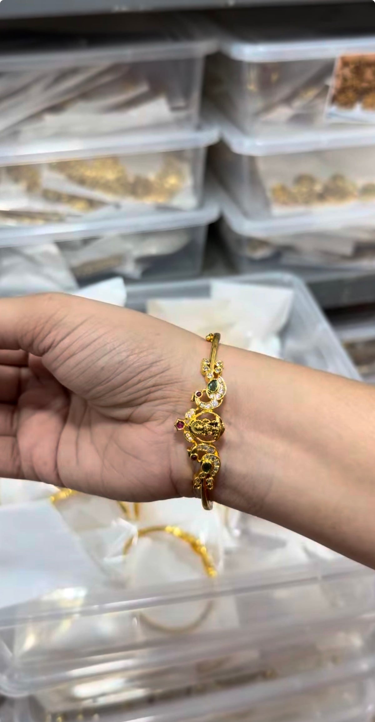 Beautiful Lakshmi devi & peacock design openable bracelet