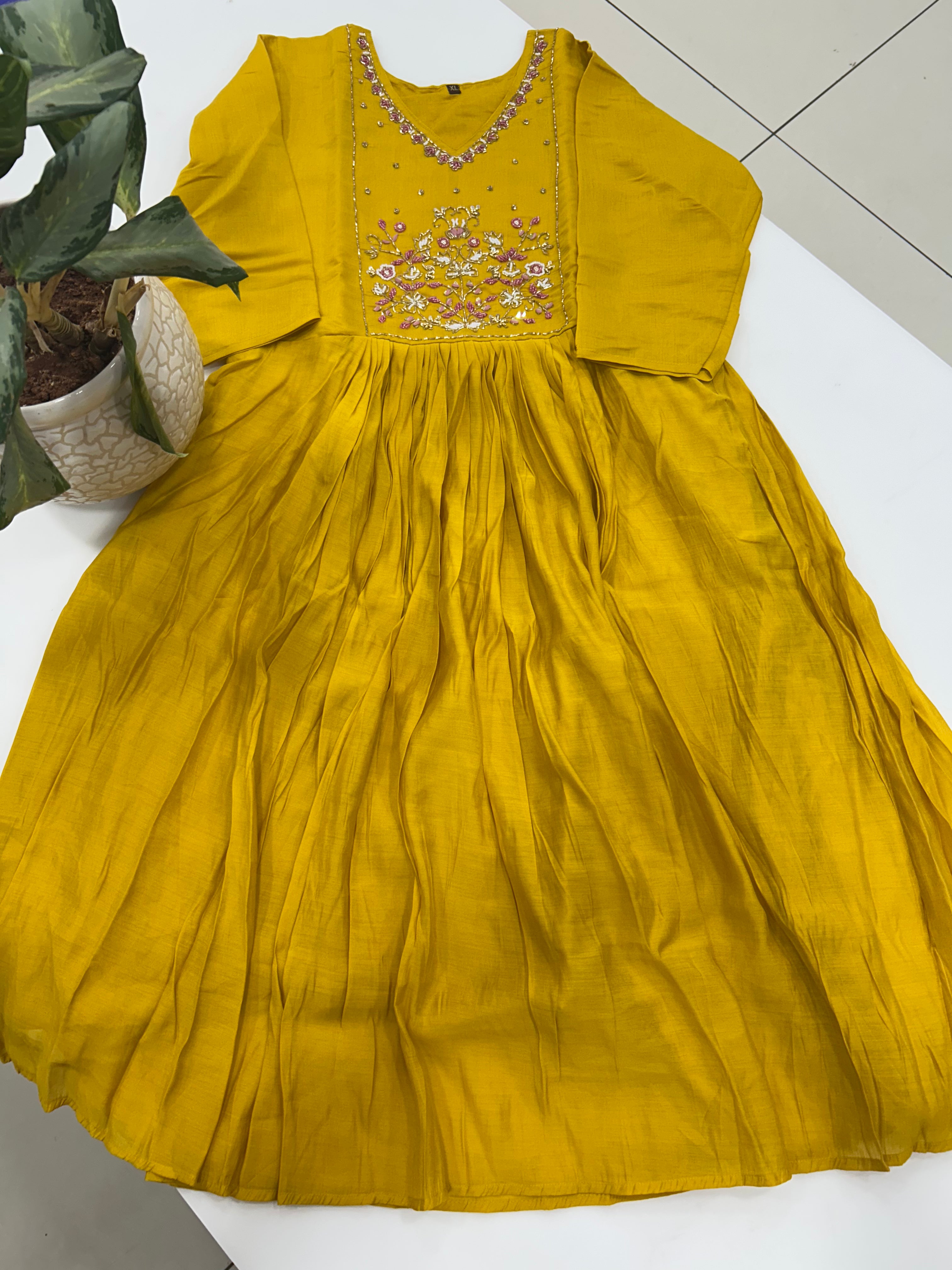 Beautiful Mul Chenderi frock