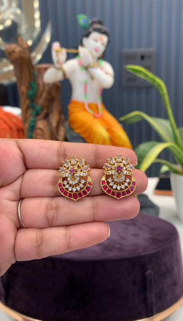 Beautiful Jadav kundhan studs with pushback