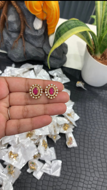 Beautiful ruby stone studs with pushback
