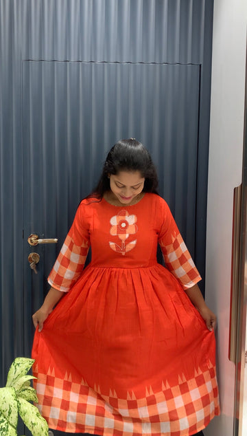 Beautiful Mul chenderi checks frock
