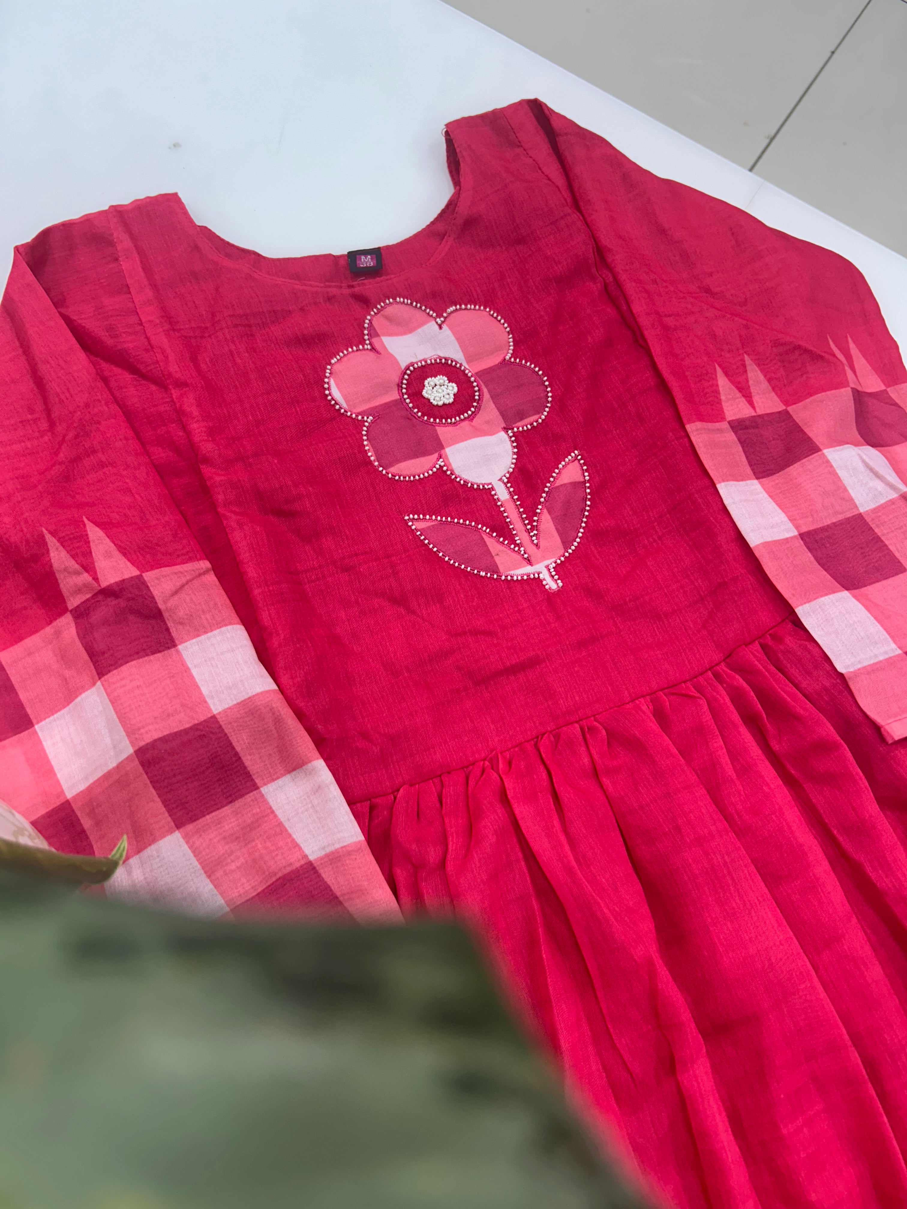 Beautiful Mul chenderi checks frock