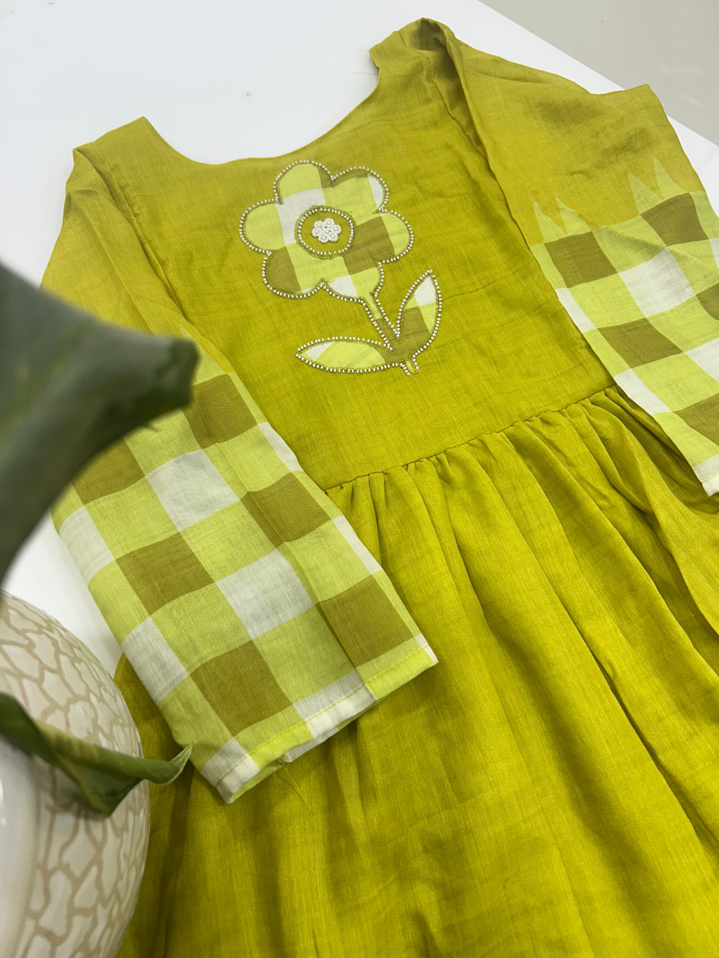 Beautiful Mul chenderi checks frock
