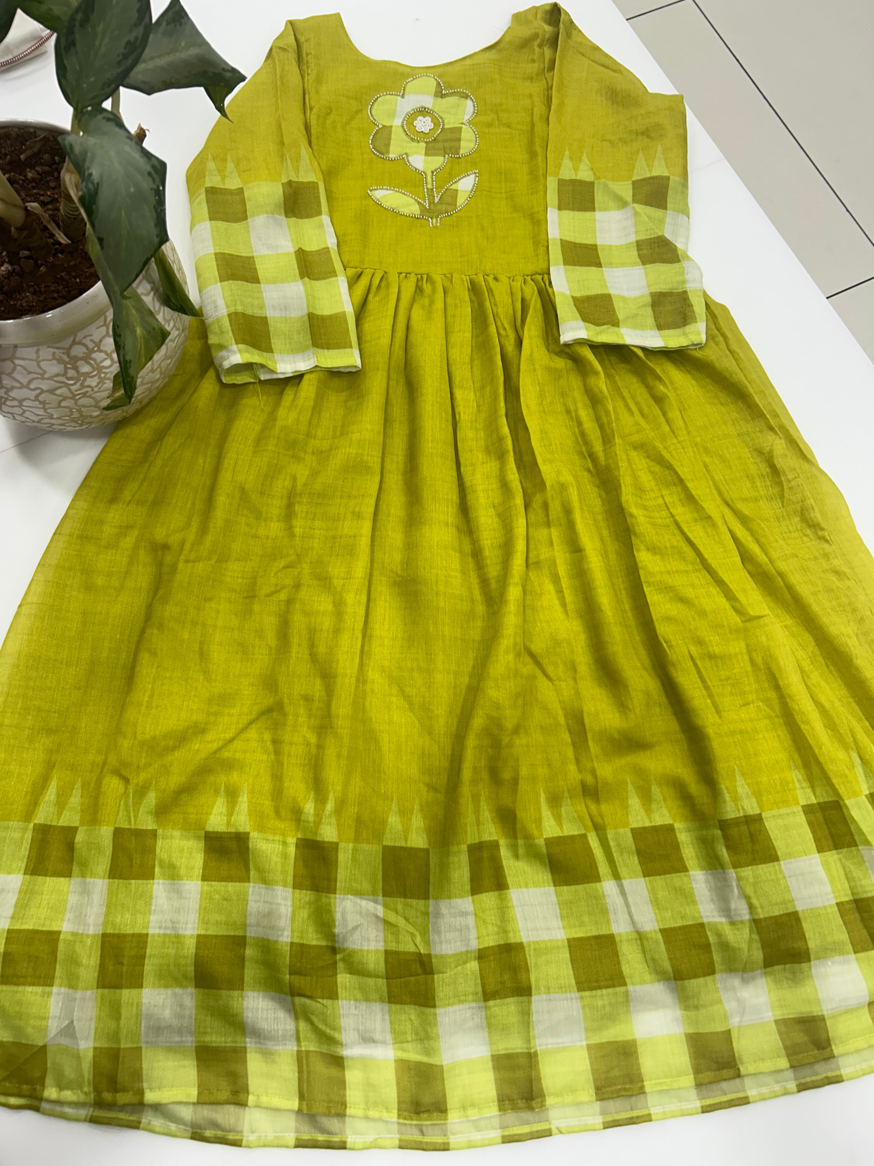 Beautiful Mul chenderi checks frock