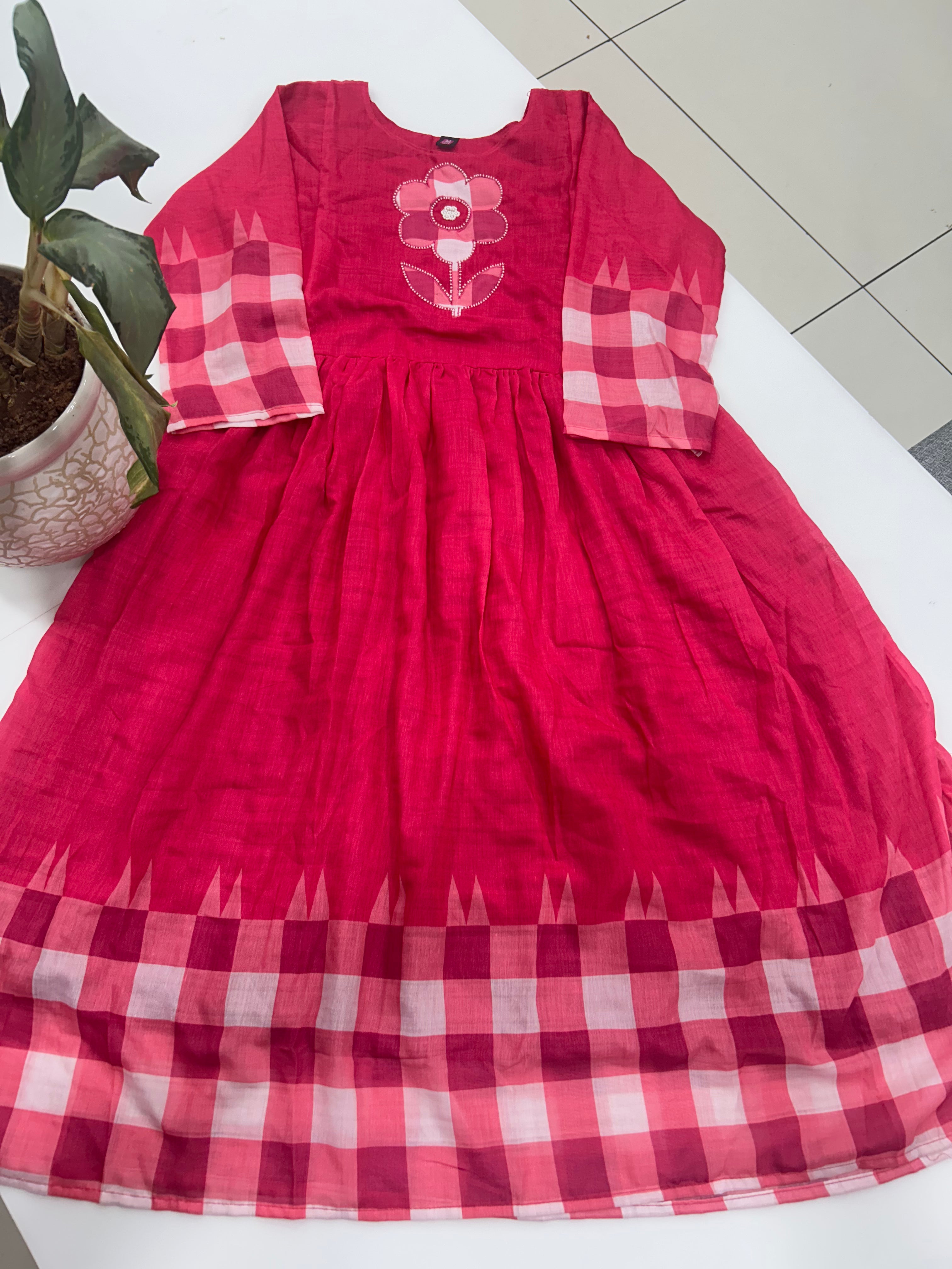 Beautiful Mul chenderi checks frock
