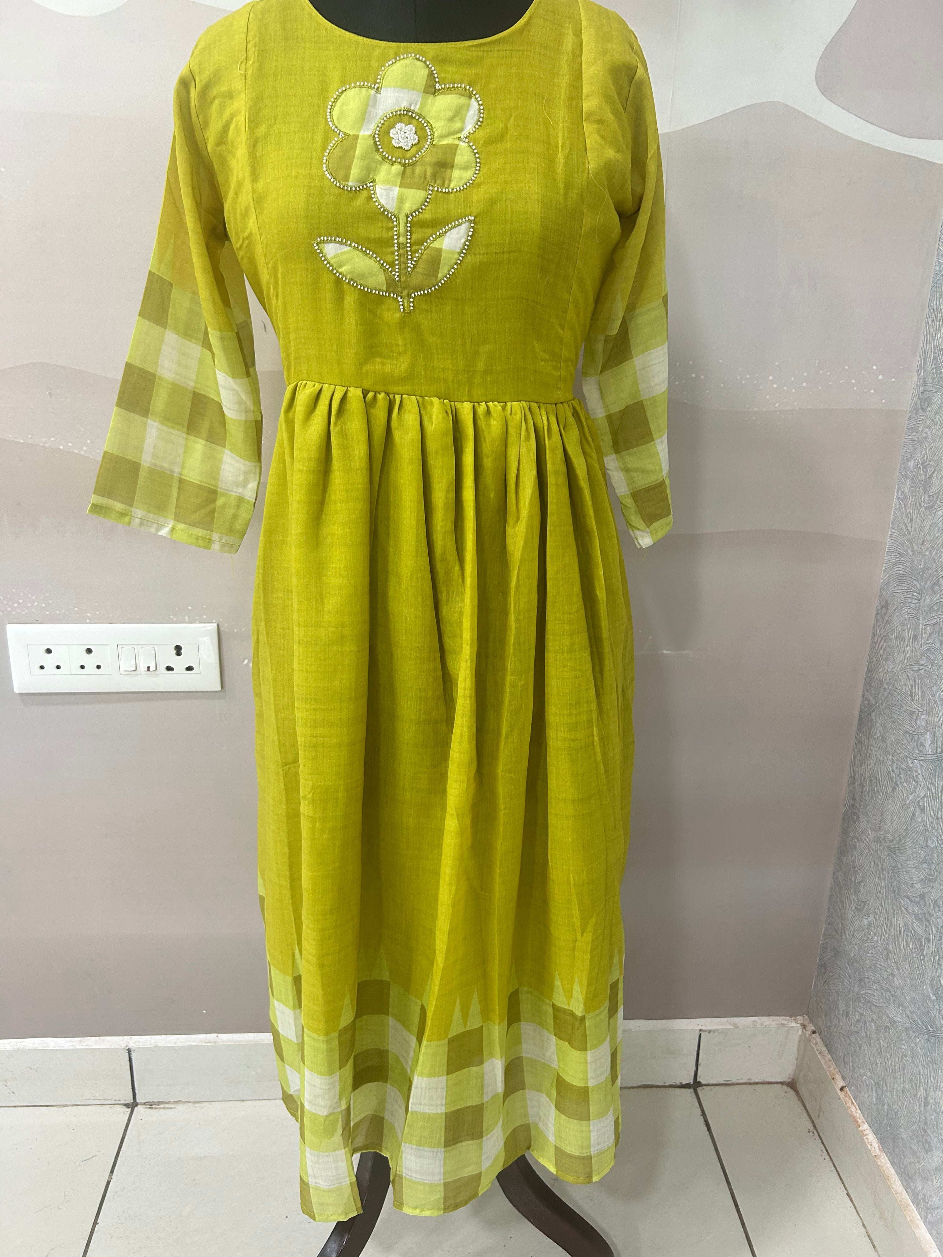 Beautiful Mul chenderi checks frock