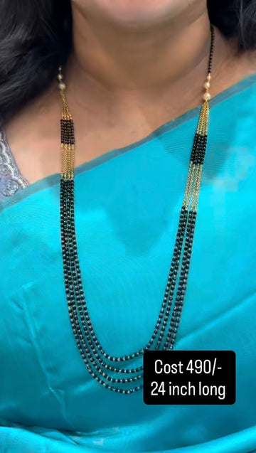 Beautiful 4 layers  Blackbeads chain 24 inchs long