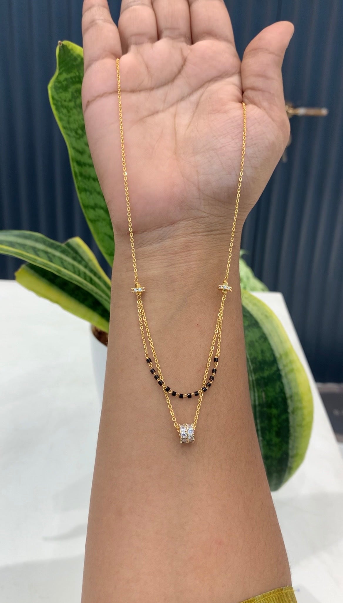 Beautiful Blackbeads & chandraharam chain 18 inchs long