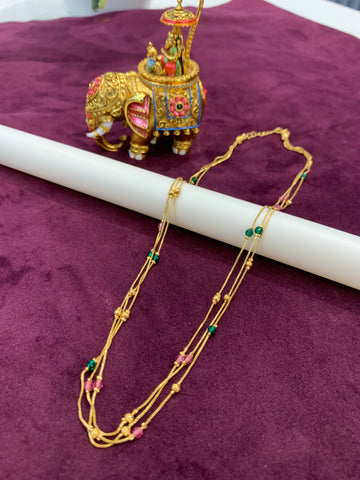 Beautiful Multi color beads 2 layers chain 18 inchs long