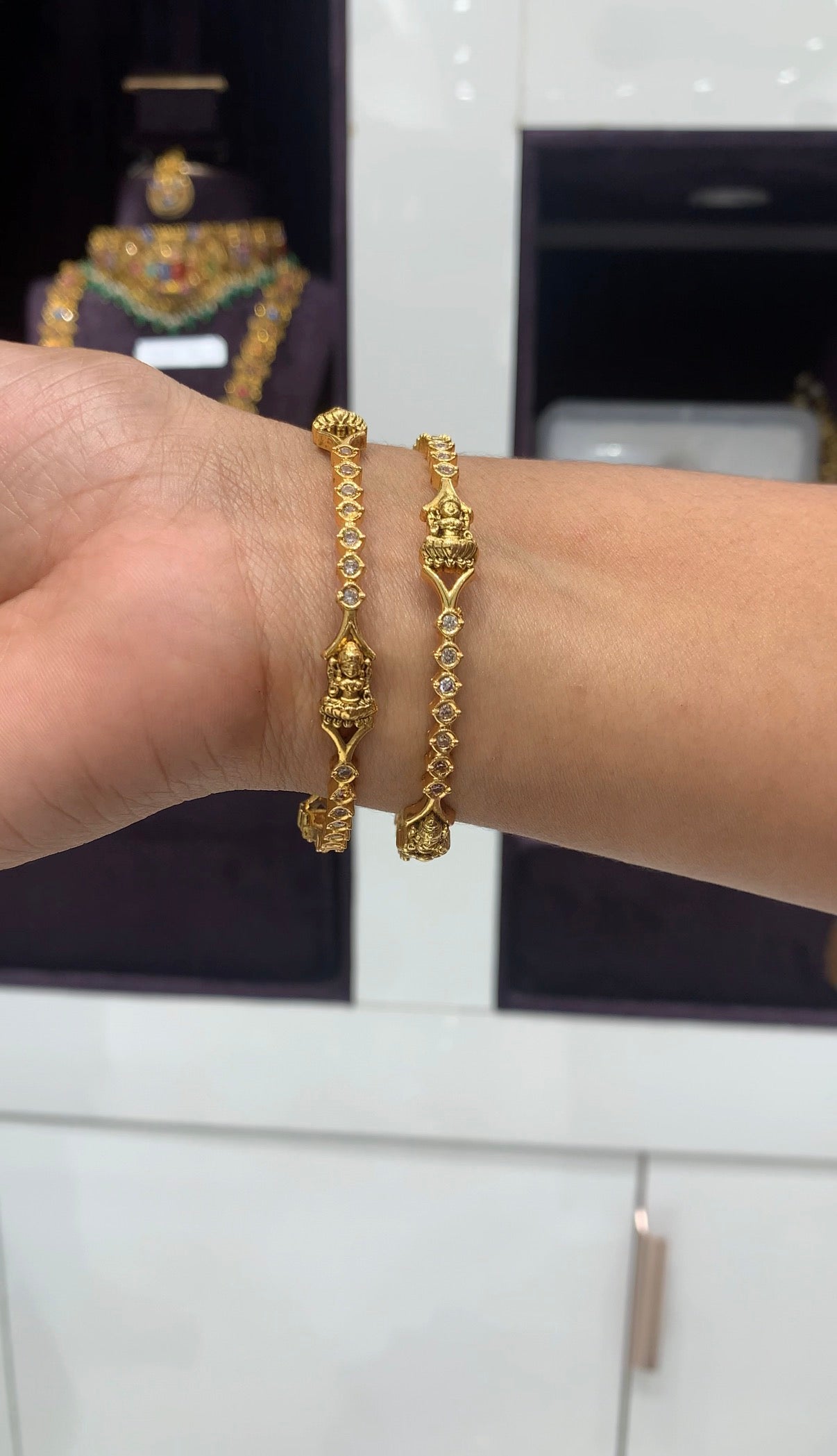 Beautiful Lakshmi devi white stone bangles