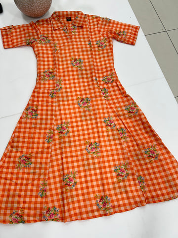 Mul cotton checks frock