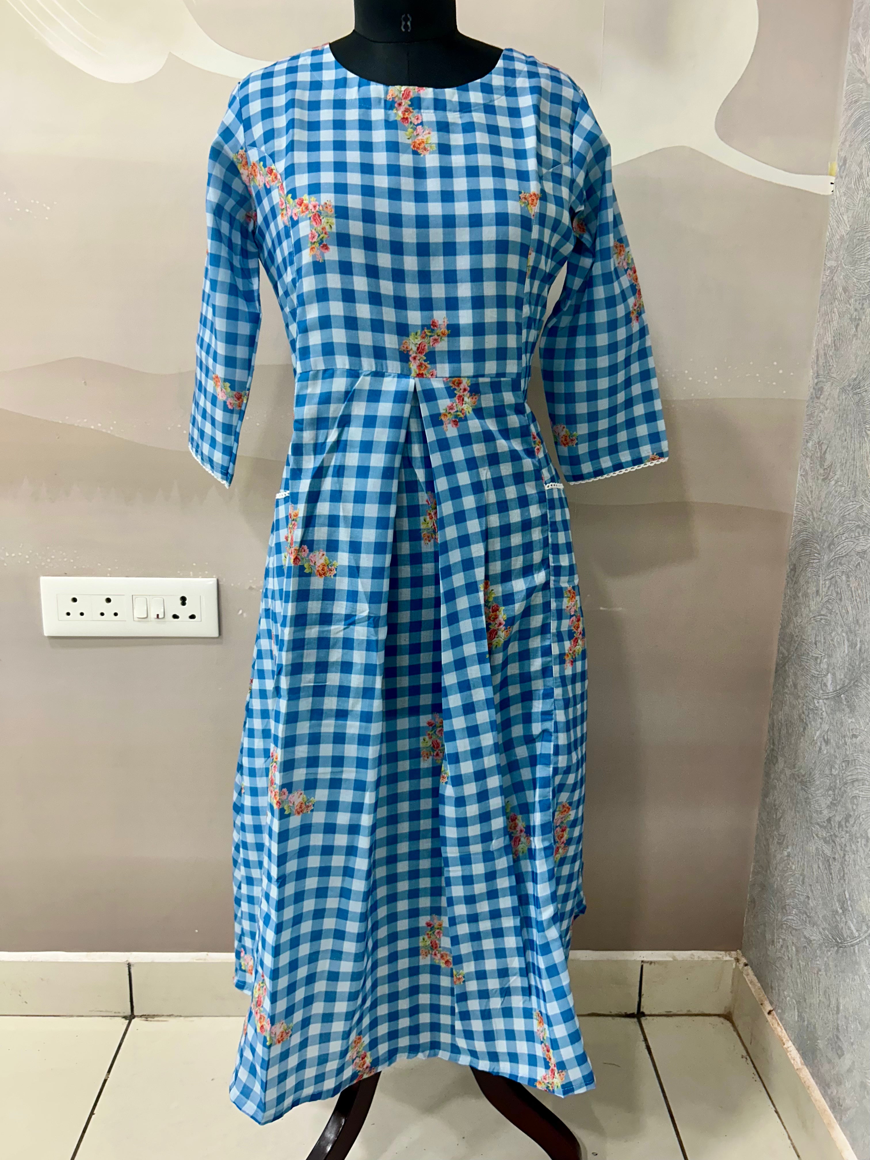 Mul cotton checks frock