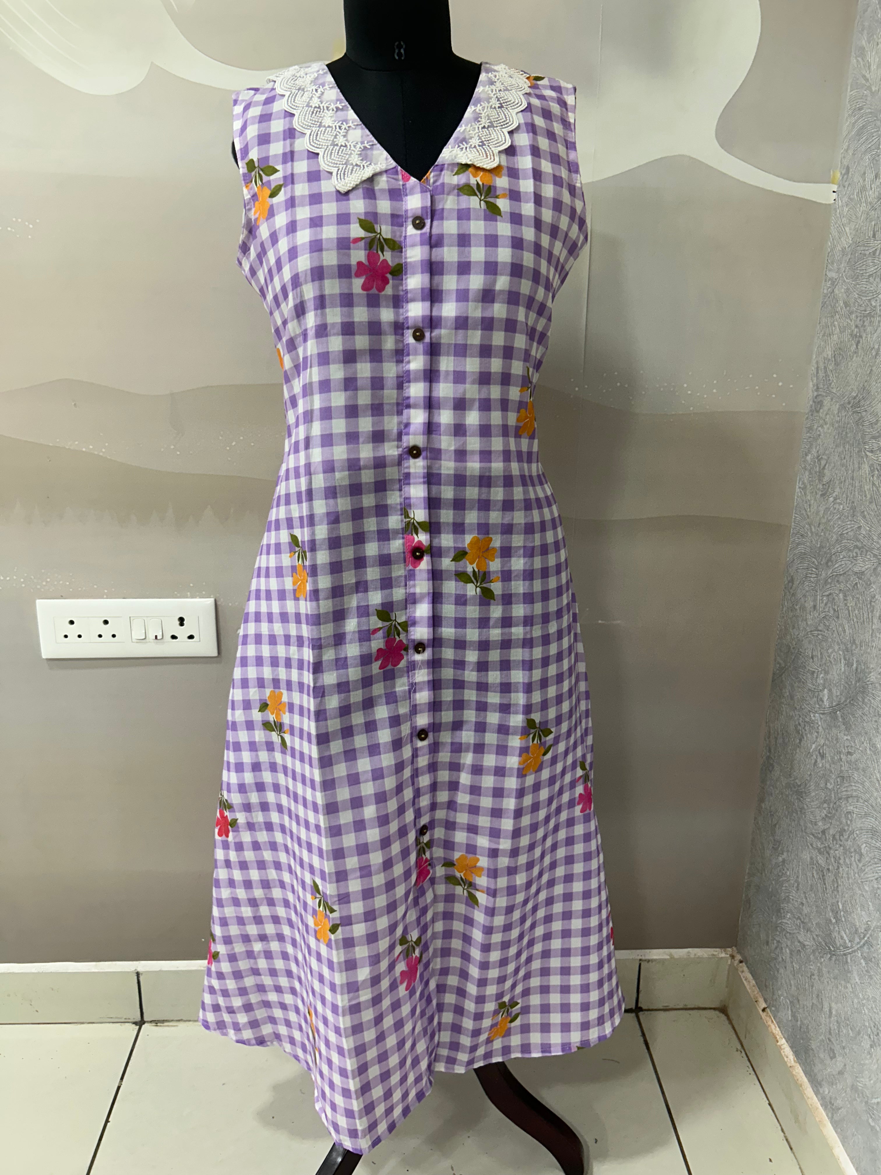 Mul cotton checks frock